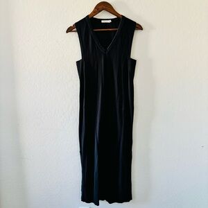rag & bone Black Sleeveless Midi Dress Size Small Minimalist V-Neck Stretch Knit